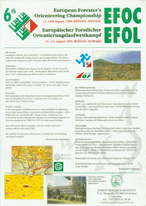 Flyer of 6th EFOL Slovakia 1999